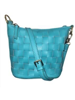 Joy Susan Maci Woven Vegan Leather Crossbody – Teal